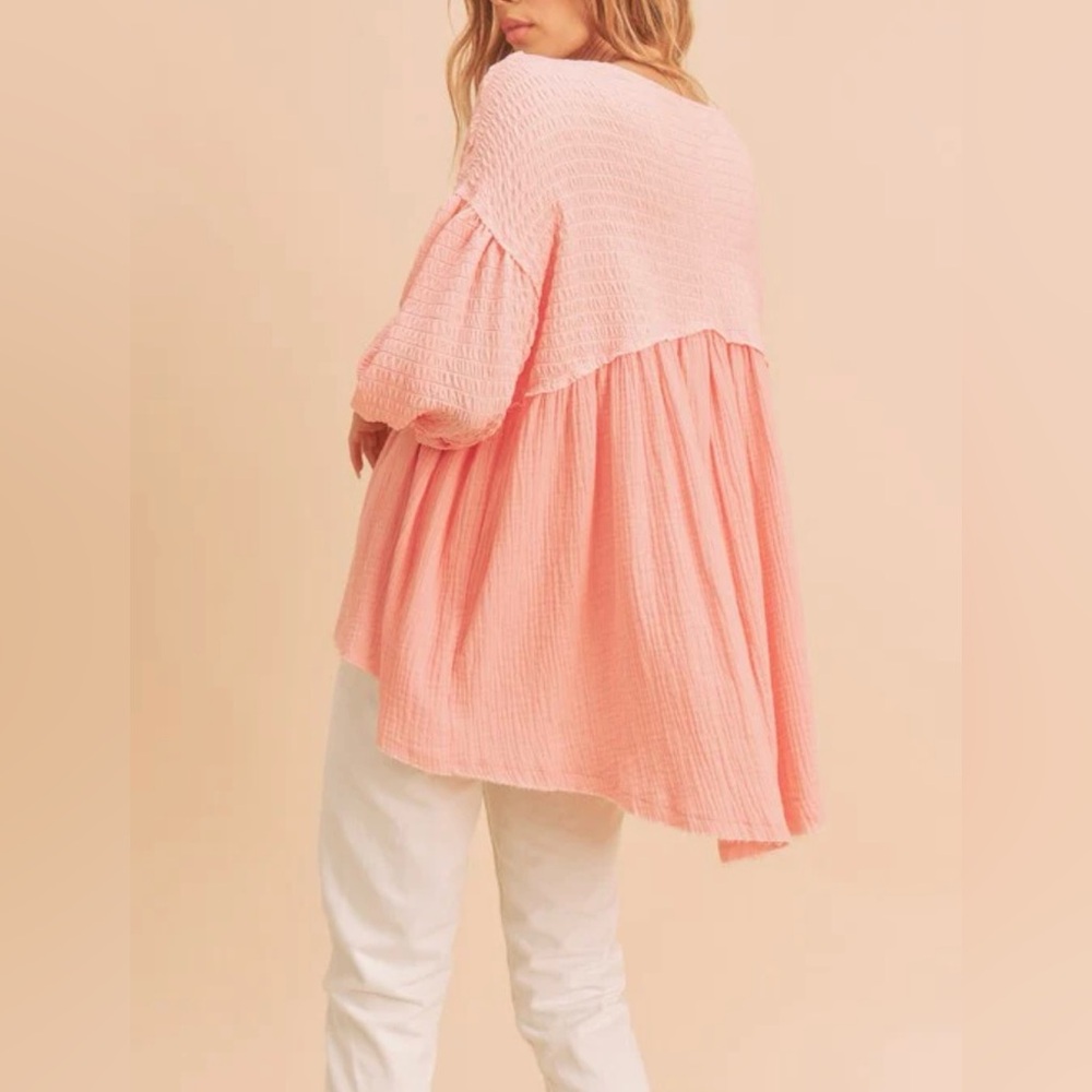 AEMI & Co. V-Neckline Boho Babydoll Top - Picture 3 of 8